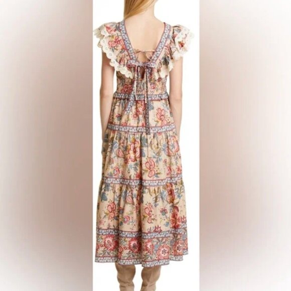 Sea New York Tess Mix Print Flutter Sleeve Cotton Dress, 2, Likew New - Picture 2 of 4